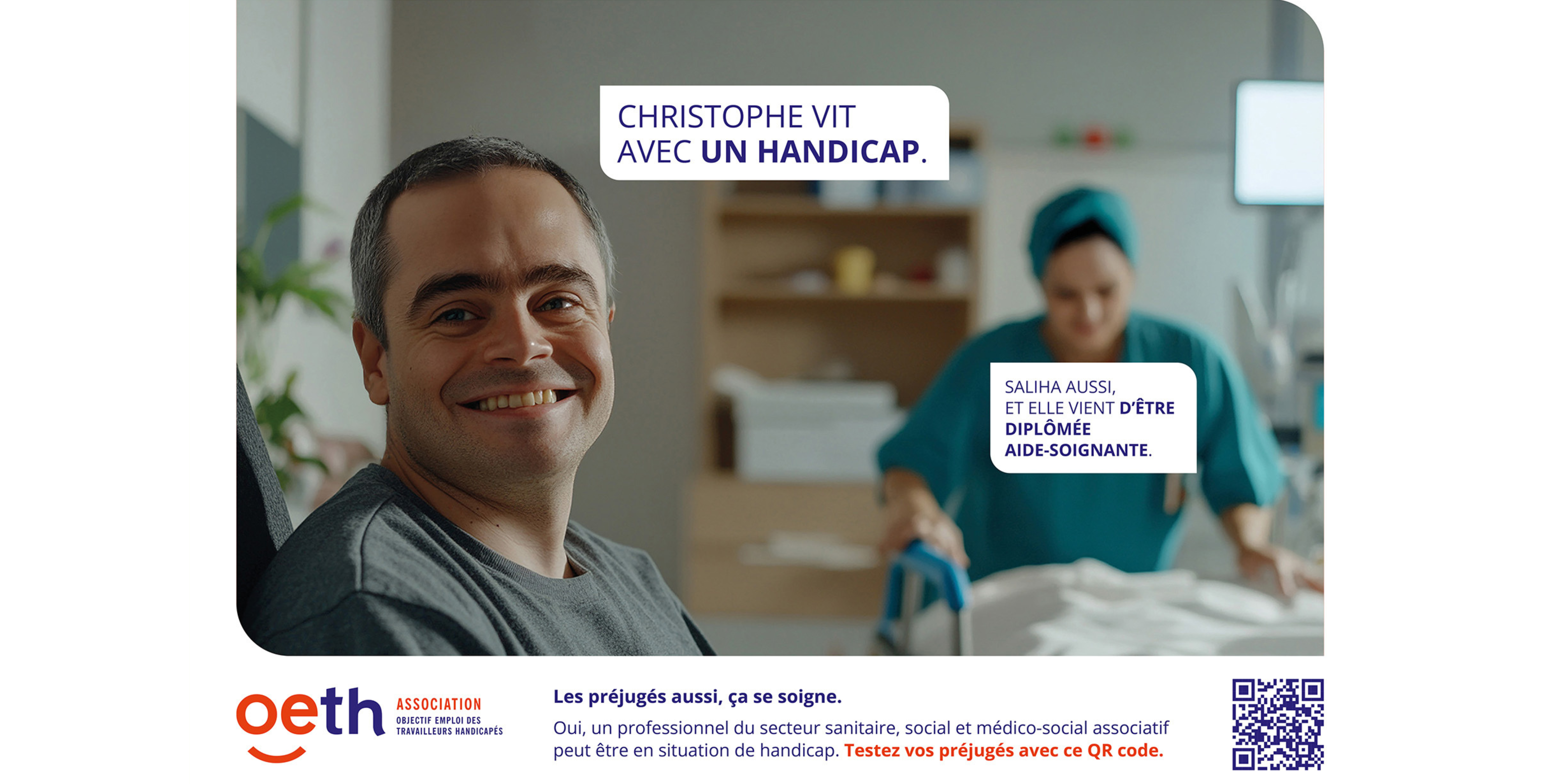 une personne en fauteuil et une infirmière