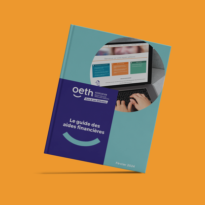couverture du guide des aides financieres ou on voit une personne taper sur un clavier d'ordinateur